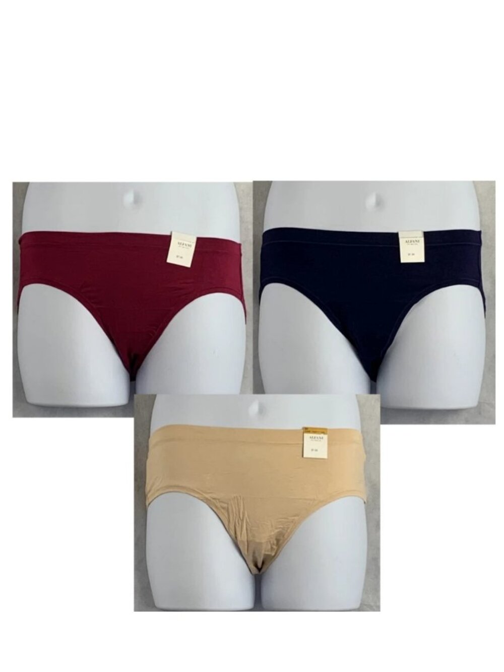 Alfani Women's Plus Size 3-Pack Soft Rayon Bikini Panty, Red Blue Beige, 3X